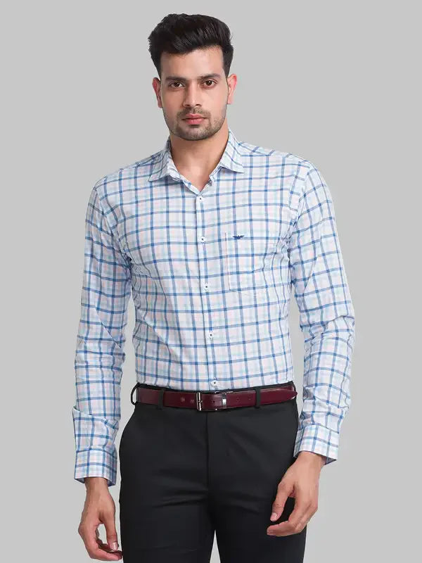 Men Red Slim Fit Checks Cotton Cut Away Collar Shirts