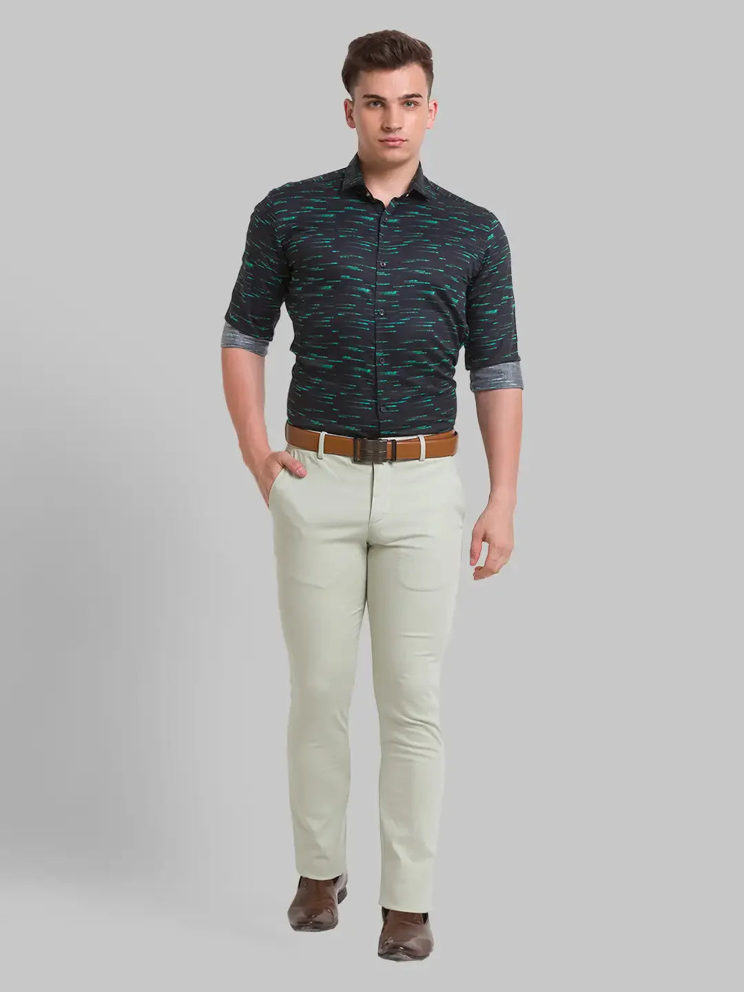 Park Avenue Men Black Printed Slim Fit Cotton Casual Shirt