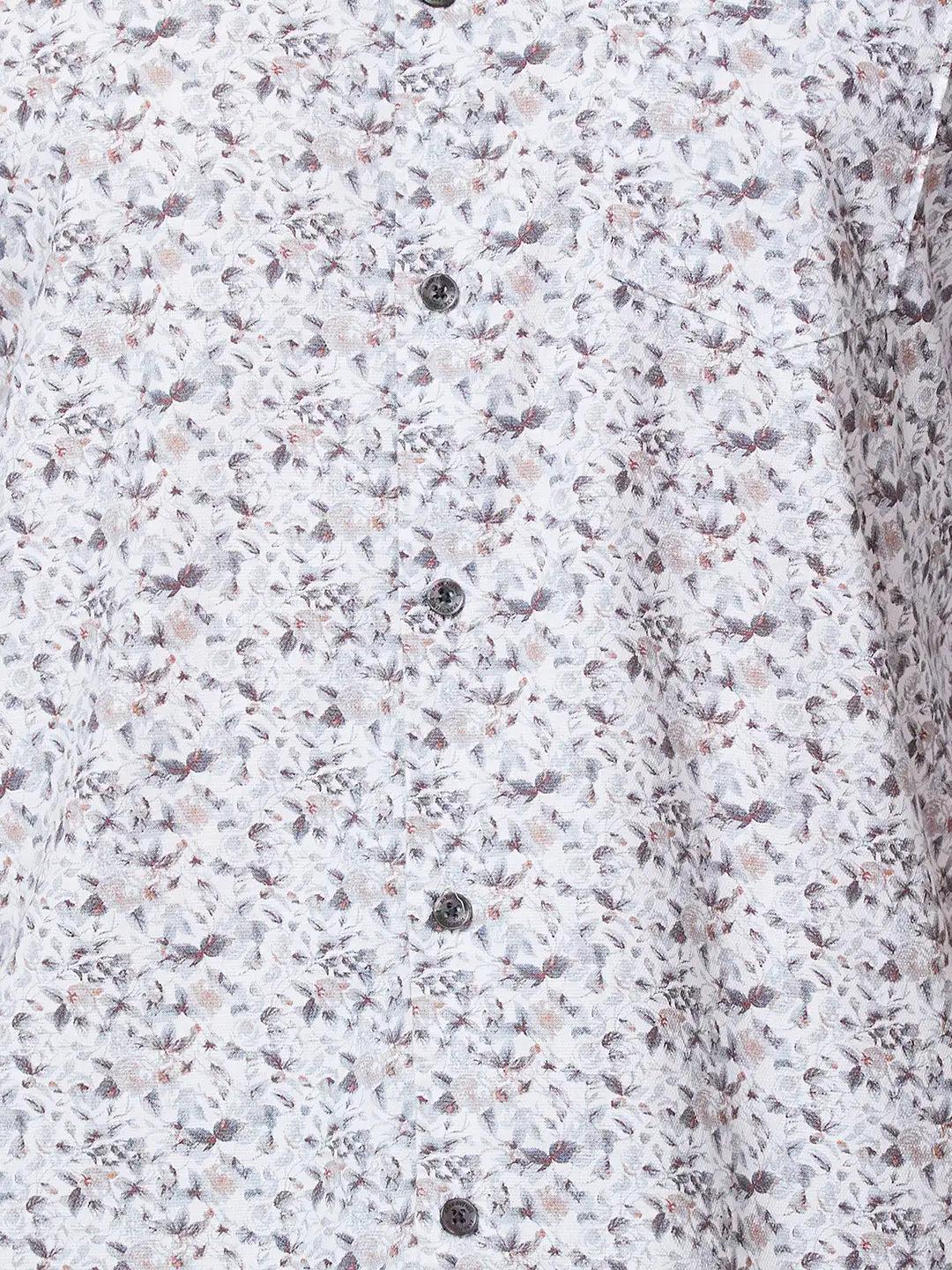 Men Grey Slim Fit Print Cotton Cut Away Collar Shirts