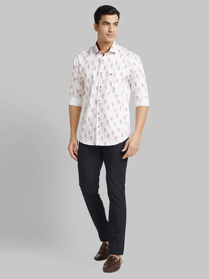 Park Avenue Men White Slim Fit Cotton Casual Shirt
