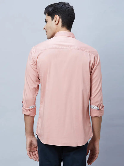 Park Avenue Men Pink Solid Slim Fit Cotton Blend Casual Shirt