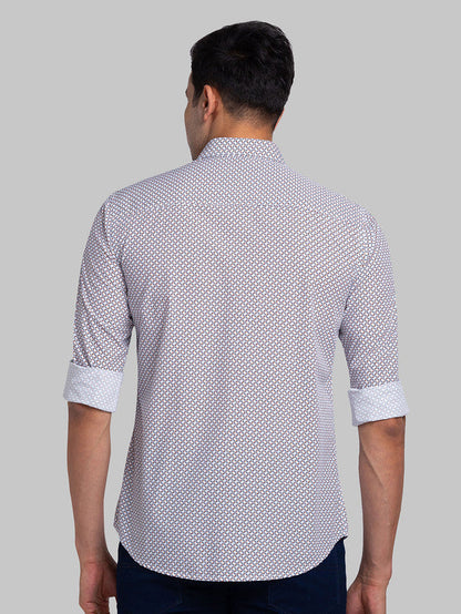 Park Avenue Men Grey Printed Slim Fit Cotton Casual Shirt