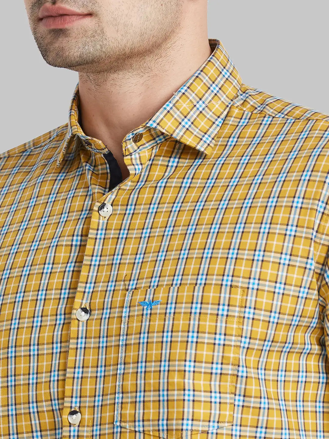 Park Avenue Men Brown Checks Slim Fit Cotton Casual Shirt