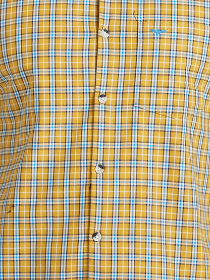 Park Avenue Men Brown Checks Slim Fit Cotton Casual Shirt