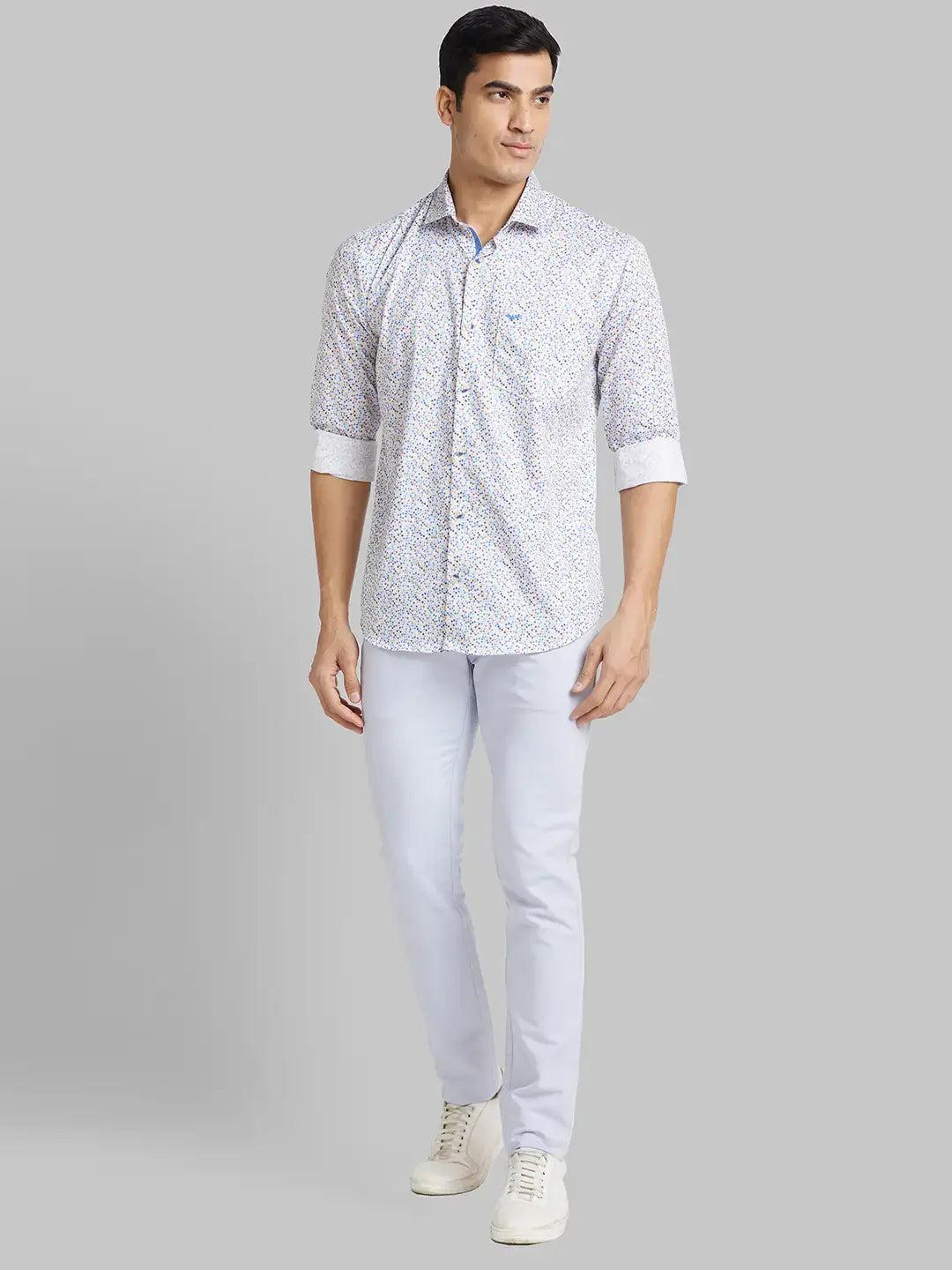 Park Avenue Men Blue Printed Slim Fit Cotton Casual Shirt