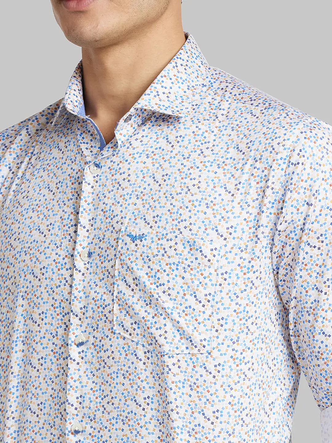 Park Avenue Men Blue Printed Slim Fit Cotton Casual Shirt