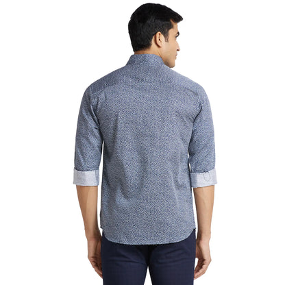 Park Avenue Men Blue Print Slim Fit Cotton Shirt