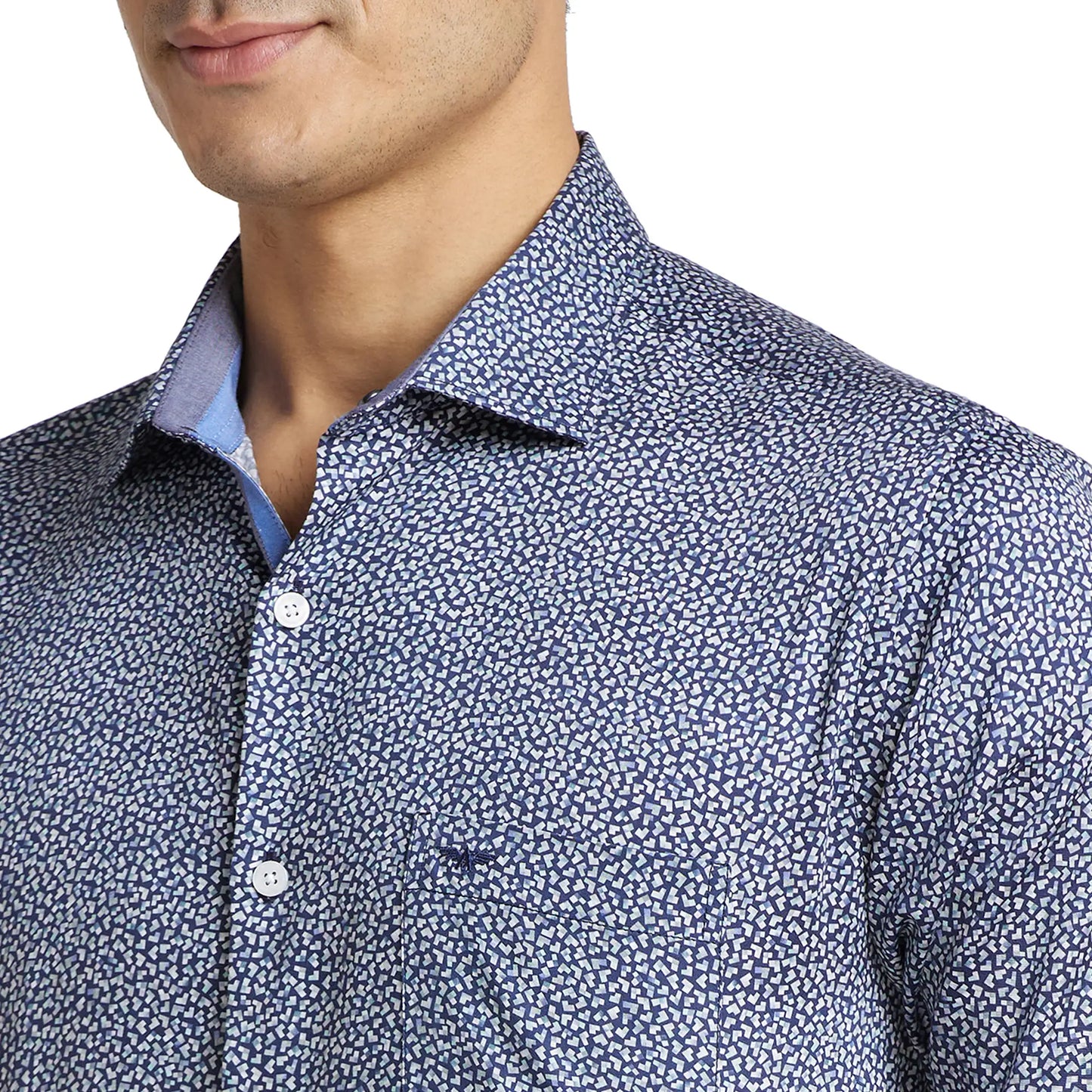 Park Avenue Men Blue Print Slim Fit Cotton Shirt