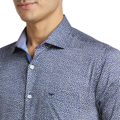 Park Avenue Men Blue Print Slim Fit Cotton Shirt