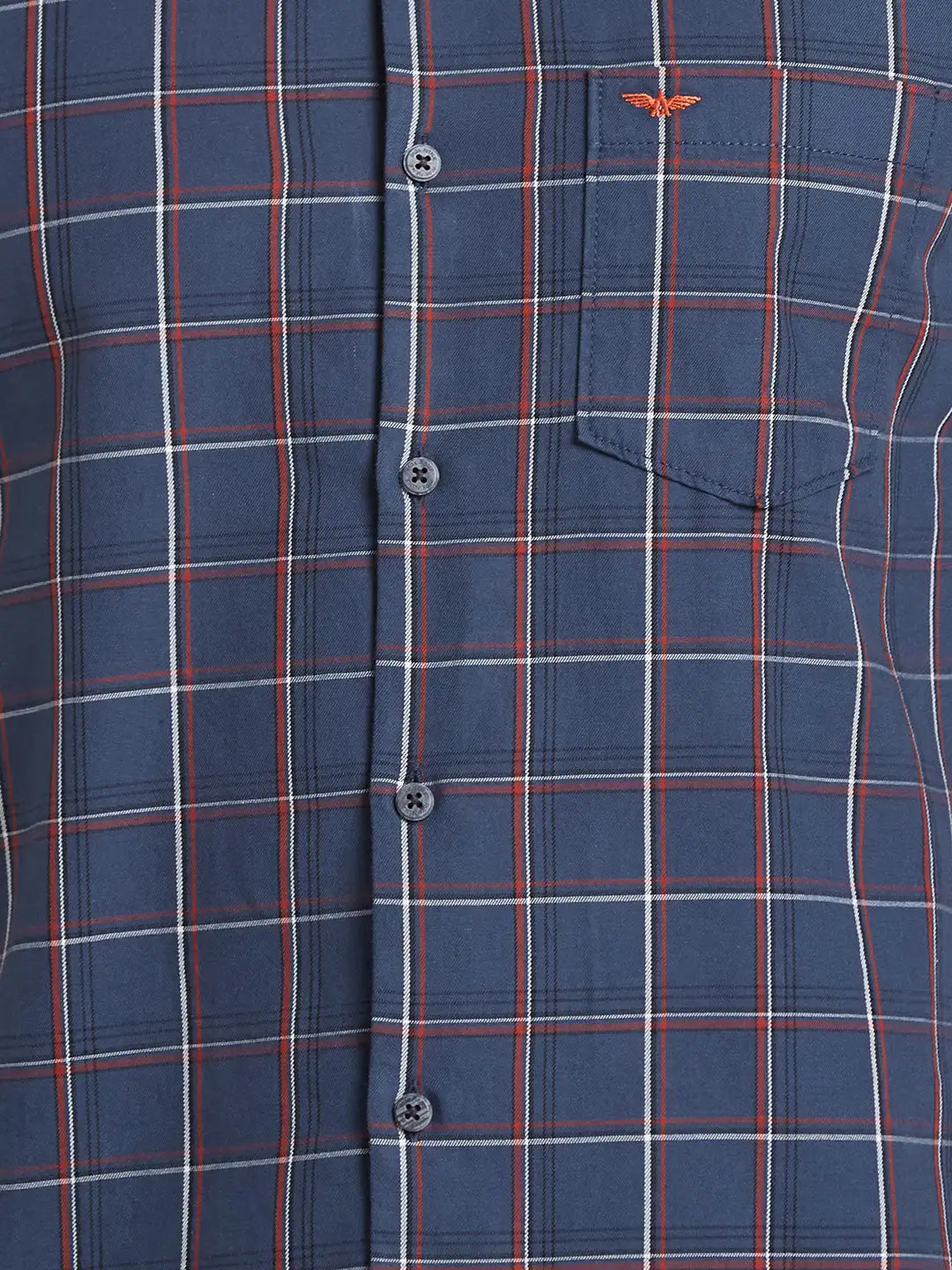 Park Avenue Men Blue Checks Slim Fit Cotton Shirt