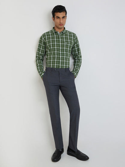 Men Green Slim Fit Checks  Cotton   Shirts