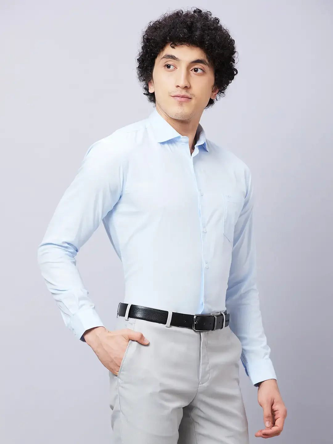 Park Avenue Men Blue Solid Slim Fit Cotton Shirts