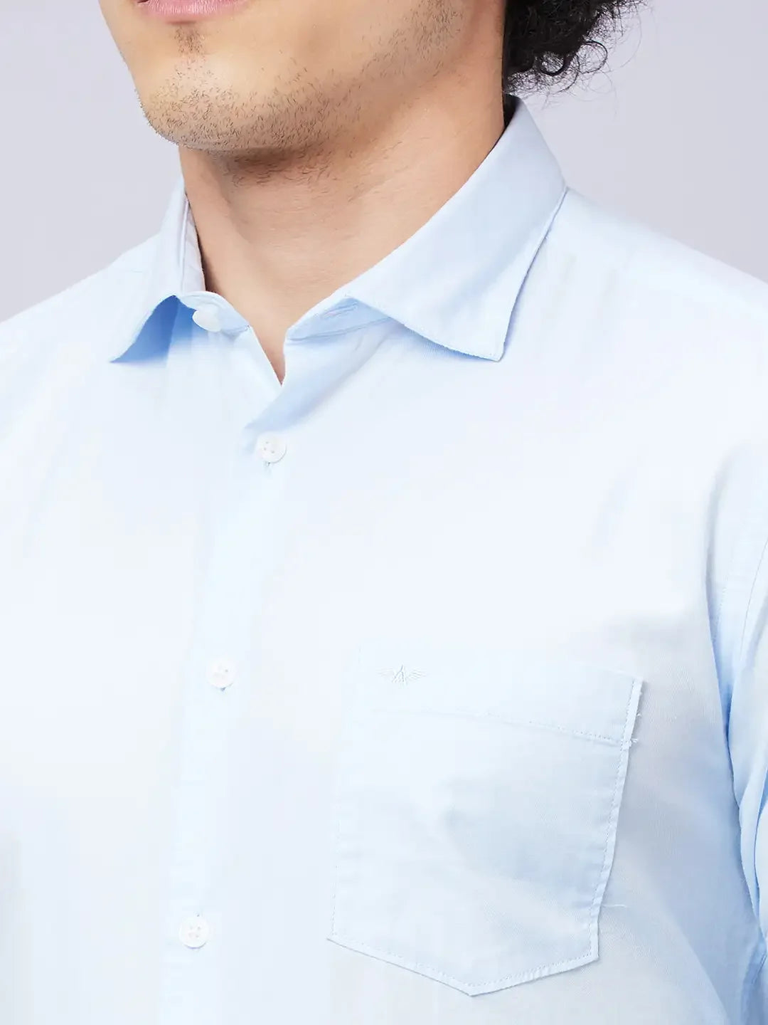 Park Avenue Men Blue Solid Slim Fit Cotton Shirts