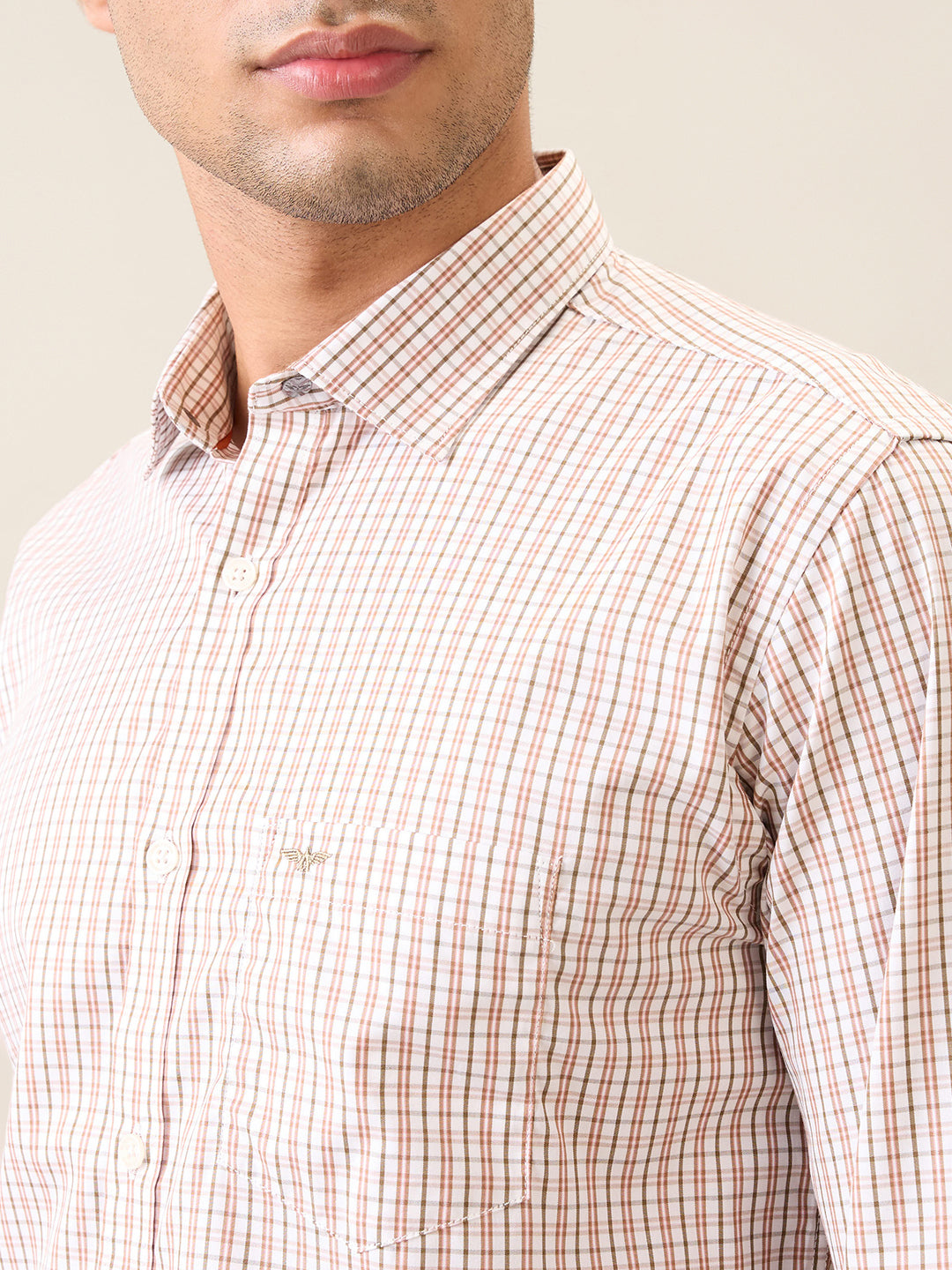 Park Avenue Men Brown Checks Slim Fit Cotton Casual Shirt