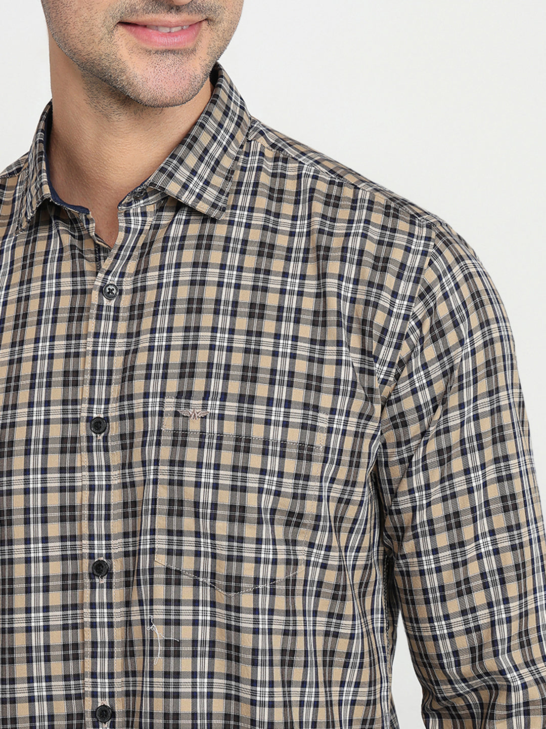 Park Avenue Men Brown Checks Slim Fit Cotton Full Sleeve Casual Shirt