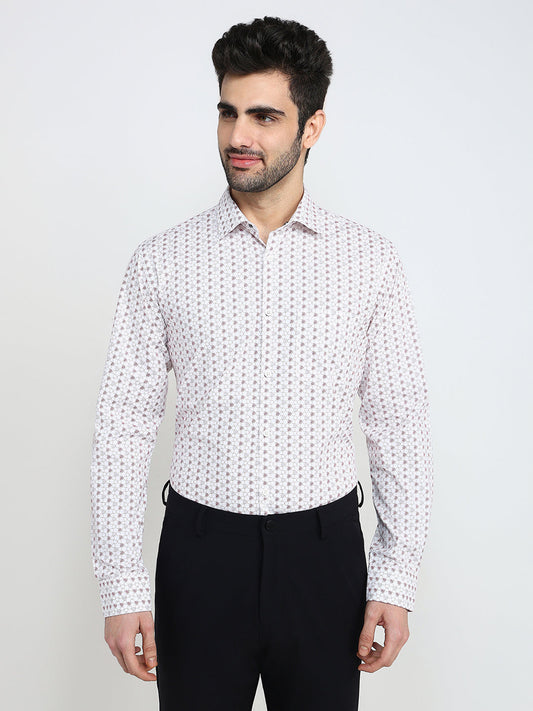 Park Avenue Men Maroon Printed Slim Fit Cotton Full Sleeve Casual Shirt