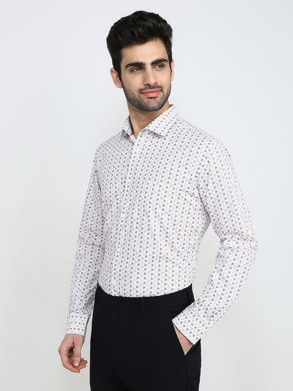 Park Avenue Men Maroon Printed Slim Fit Cotton Full Sleeve Casual Shirt