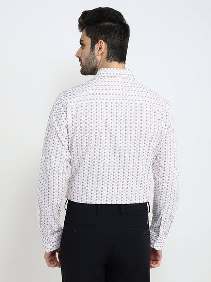 Park Avenue Men Maroon Printed Slim Fit Cotton Full Sleeve Casual Shirt