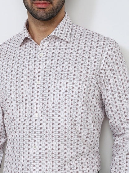 Park Avenue Men Maroon Printed Slim Fit Cotton Full Sleeve Casual Shirt