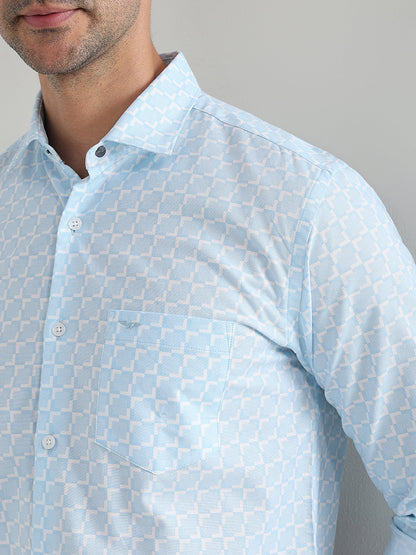 Park Avenue Men Blue Printed Slim Fit Cotton Full Sleeve Casual Shirt