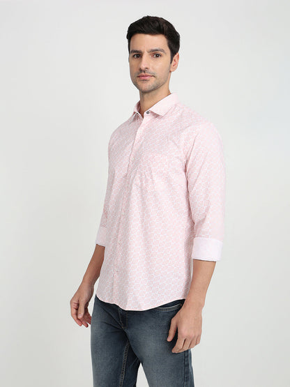 Park Avenue Men Red Printed Slim Fit Cotton Full Sleeve Casual Shirt