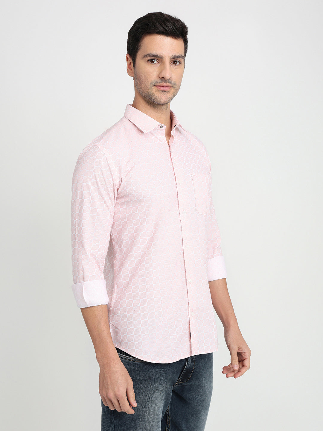 Park Avenue Men Red Printed Slim Fit Cotton Full Sleeve Casual Shirt