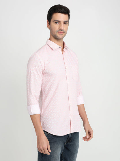 Park Avenue Men Red Printed Slim Fit Cotton Full Sleeve Casual Shirt