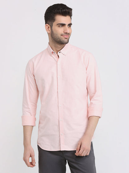 Park Avenue Men Orange Solid Slim Fit Cotton Full Sleeve Casual Shirt