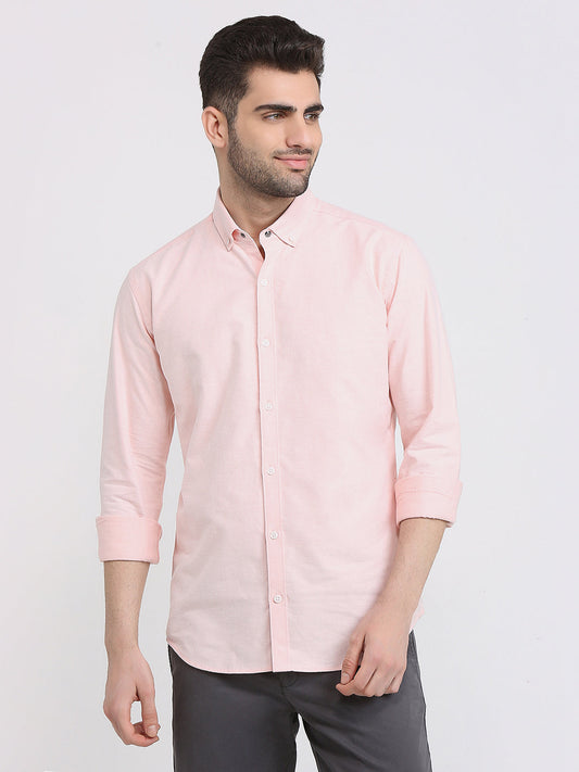 Park Avenue Men Orange Solid Slim Fit Cotton Full Sleeve Casual Shirt