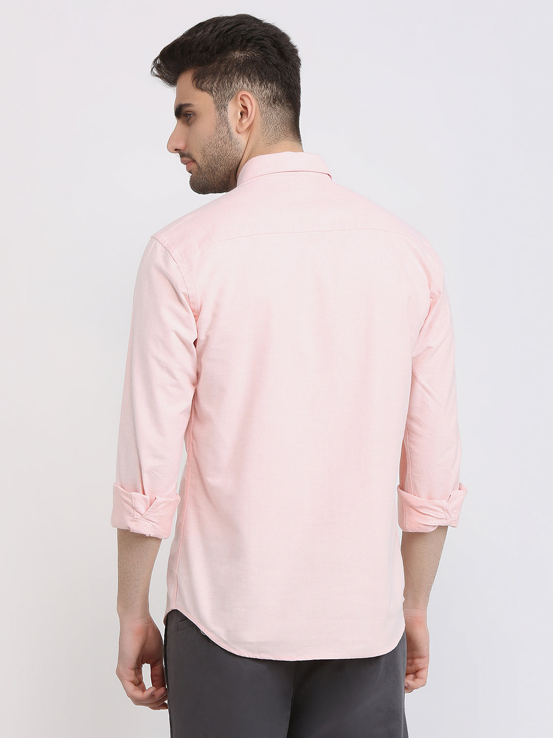 Park Avenue Men Orange Solid Slim Fit Cotton Full Sleeve Casual Shirt