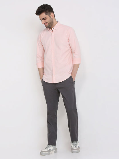 Park Avenue Men Orange Solid Slim Fit Cotton Full Sleeve Casual Shirt