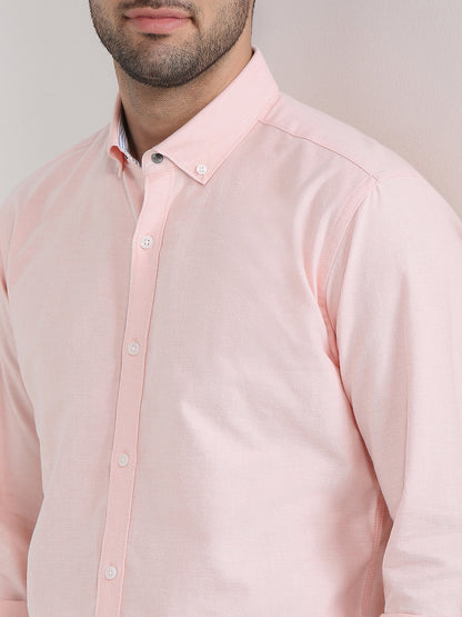 Park Avenue Men Orange Solid Slim Fit Cotton Full Sleeve Casual Shirt