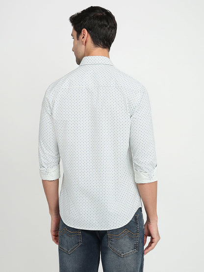 Park Avenue Men Yellow Printed Slim Fit Cotton Full Sleeve Casual Shirt