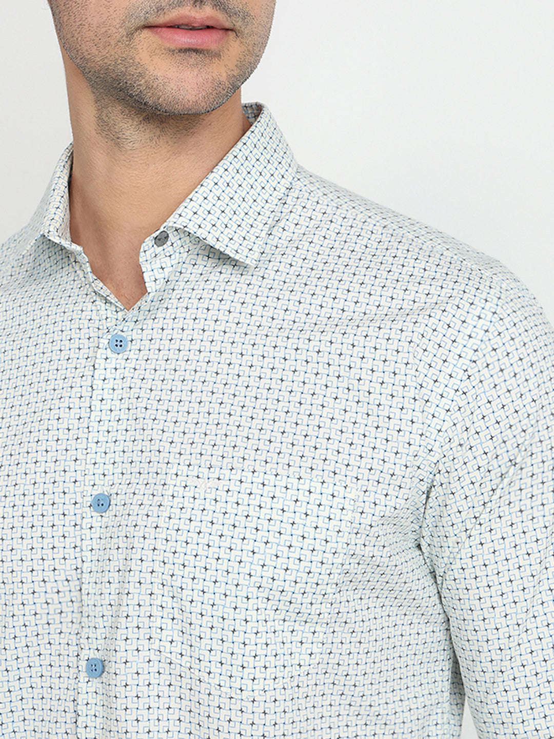 Park Avenue Men Yellow Printed Slim Fit Cotton Full Sleeve Casual Shirt