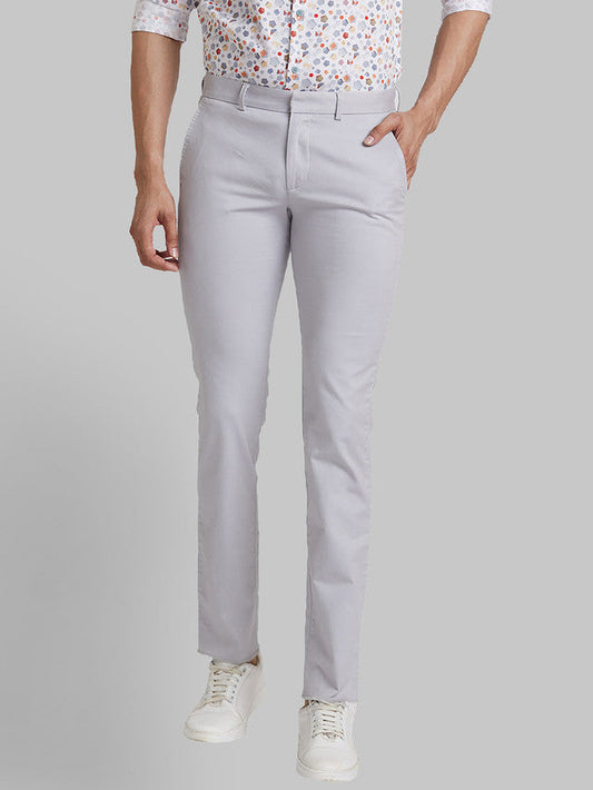 Park Avenue Grey Solid Neo Fit Cotton Blend Trouser