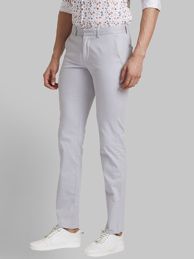 Park Avenue Grey Solid Neo Fit Cotton Blend Trouser
