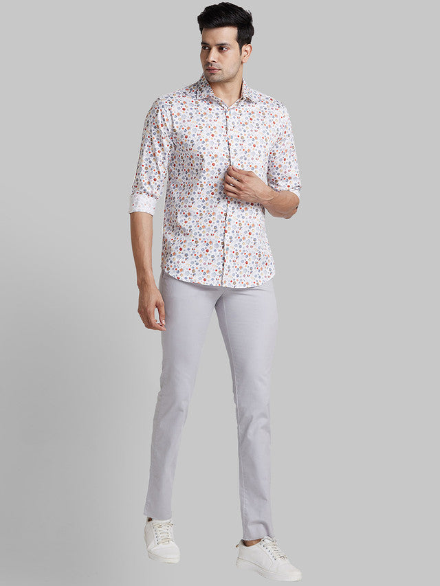 Park Avenue Grey Solid Neo Fit Cotton Blend Trouser