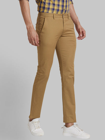 Park Avenue Khaki Printed Neo Fit Cotton Blend Trouser