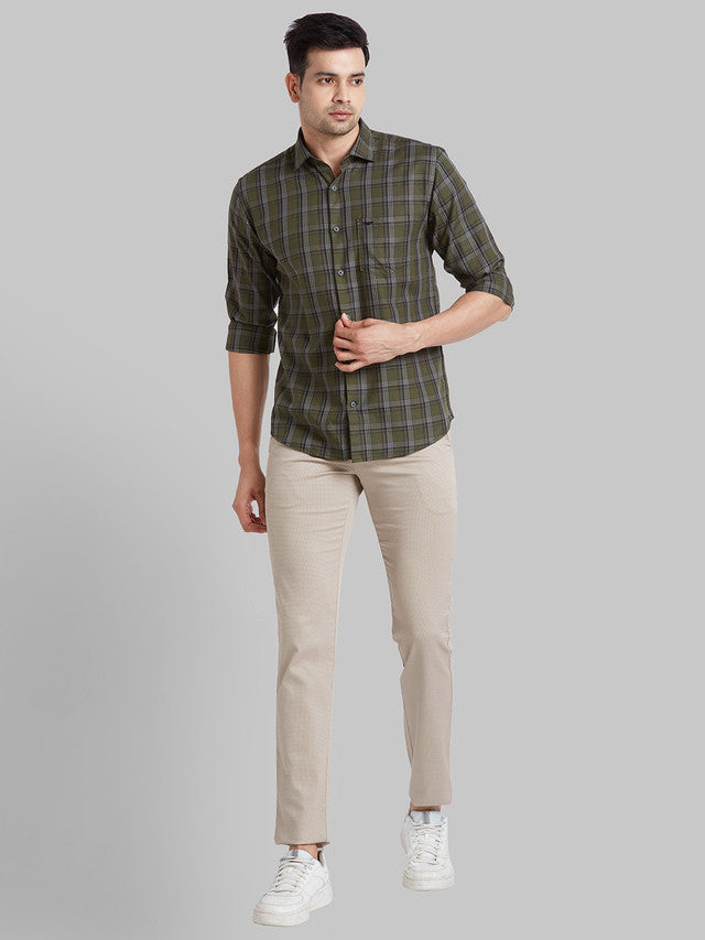 Park Avenue Brown Printed Neo Fit Cotton Blend Trouser