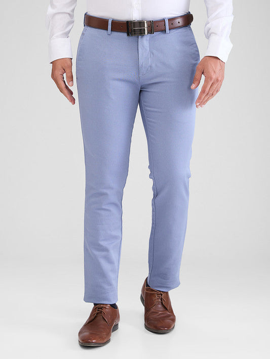 Park Avenue Blue Dobby Neo Fit Cotton Blend Trouser