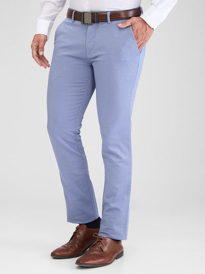 Park Avenue Blue Dobby Neo Fit Cotton Blend Trouser