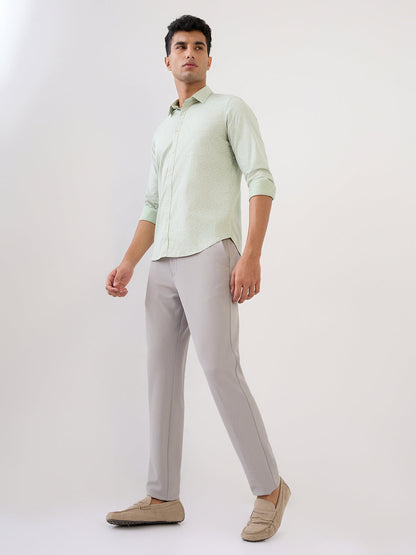 Park Avenue Men Grey Structure Commutech Fit Cotton Blend Trouser