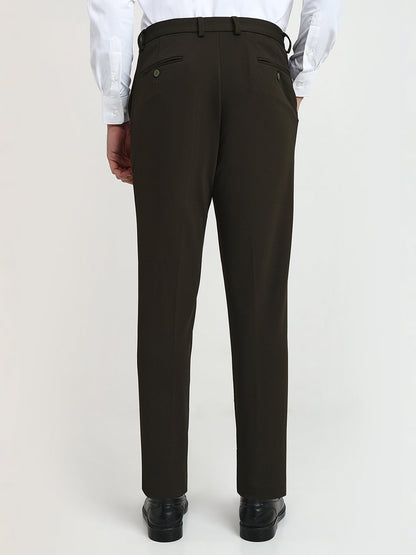 Park Avenue Men Green Structure Commutech Fit Cotton Blend Trouser
