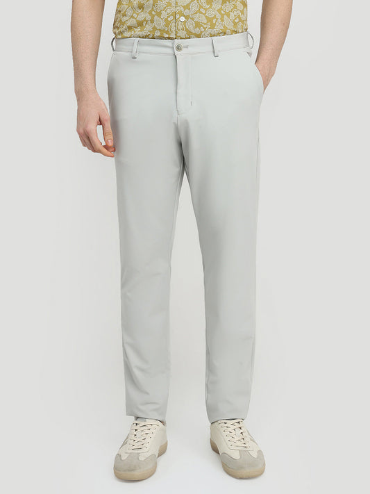 Park Avenue Men Grey Solid Commutech Fit Nylon Blend Trouser