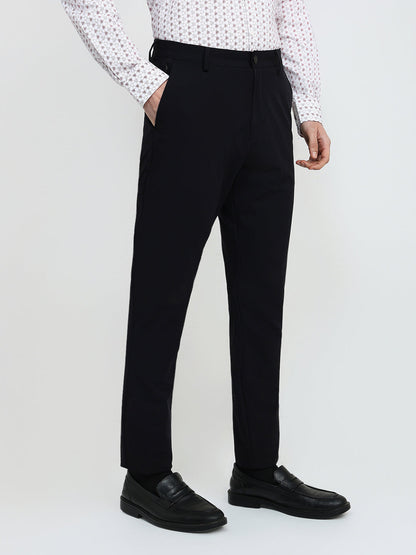 Park Avenue Men Black Solid Commutech Fit Nylon Blend Trouser