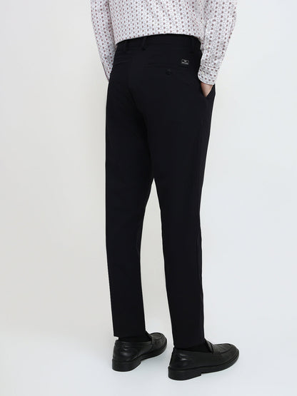 Park Avenue Men Black Solid Commutech Fit Nylon Blend Trouser