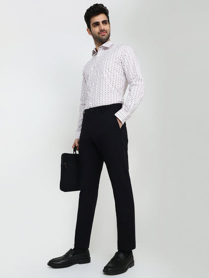 Park Avenue Men Black Solid Commutech Fit Nylon Blend Trouser