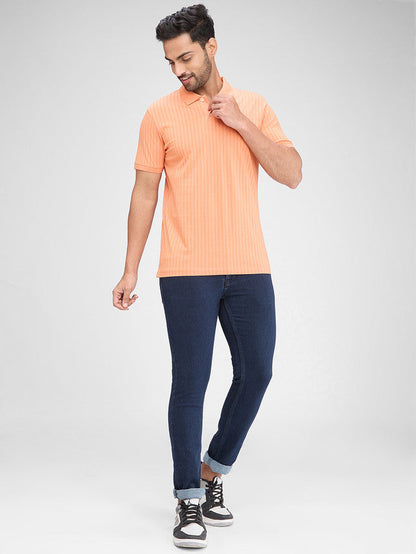 Park Avenue Men Blue Dobby Ath Mod Fit Cotton Blend Jeans