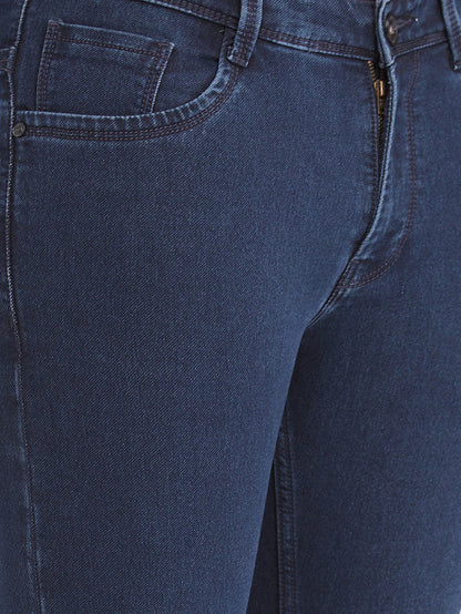 Park Avenue Men Blue Dobby Ath Mod Fit Cotton Blend Jeans
