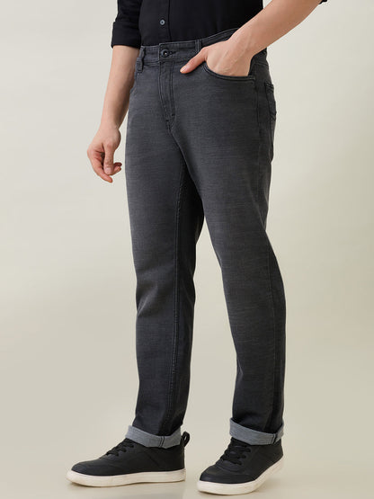 Park Avenue Men Grey Solid Regular Fit Cotton Blend Jeans